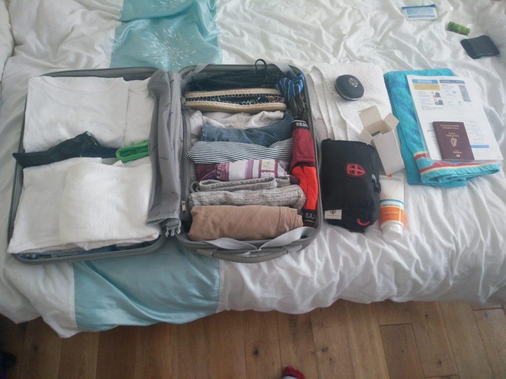 A packed suitcase
