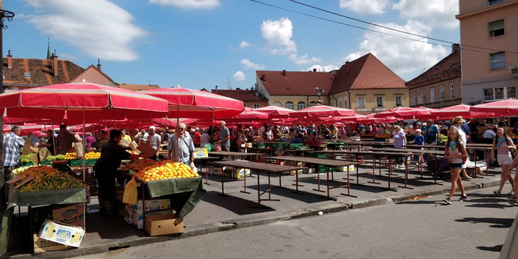 dolac market during the weekend in zagreb